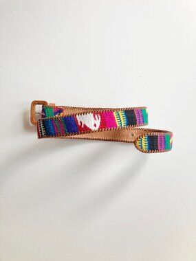 Aritzia TNA Multi Color Embroidered Guatemalan Leather Hip Belt, Size S